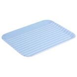 Plateau rectangulaire plastique rayure blanc et bleu 29x22cm