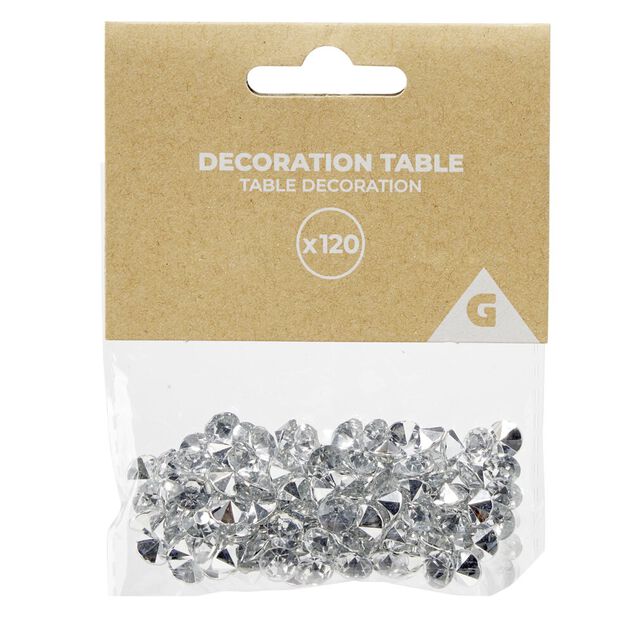 Décoration de table forme diamant argenté Ø2cm 120 pièces