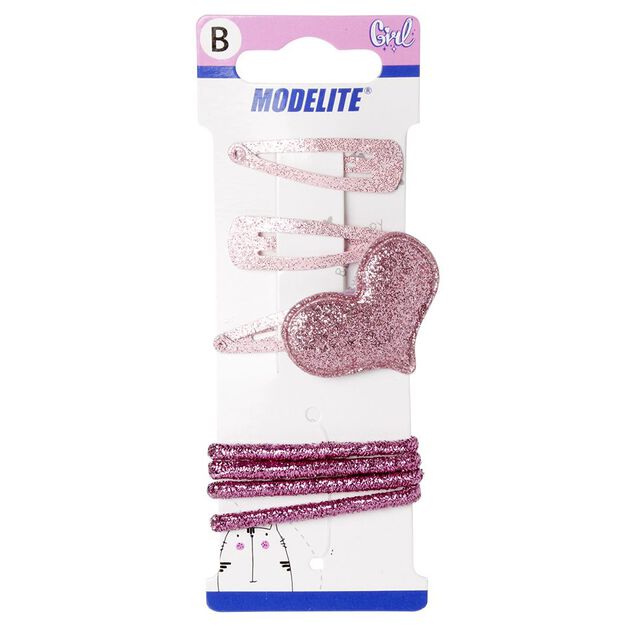 Kit pince clic clac x3 + élastique rose pailleté x4