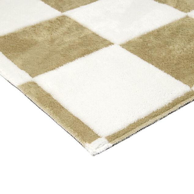 Tapis rectangulaire damier polyester 57x95cm (2 mod&egrave;les rouge ou beige)