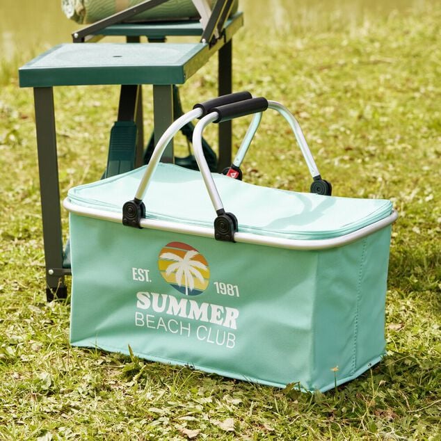 Panier fra&icirc;cheur isotherme 20L pliable alu et tissu vert 48x27xH24cm