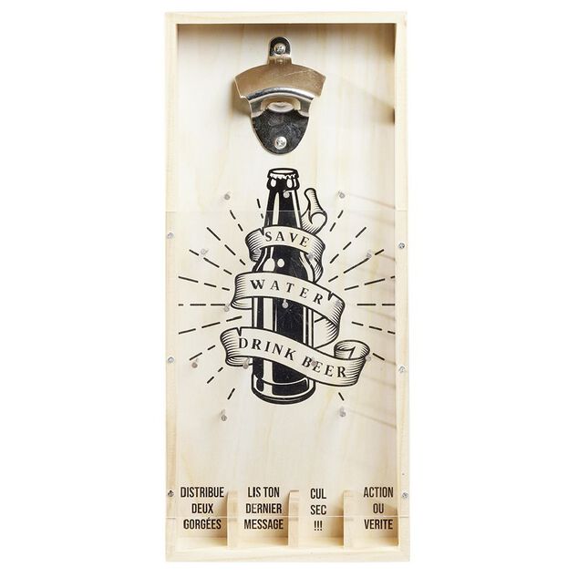 Jeu à boire décapsuleur en bois Save Water Drink Beer H40cm