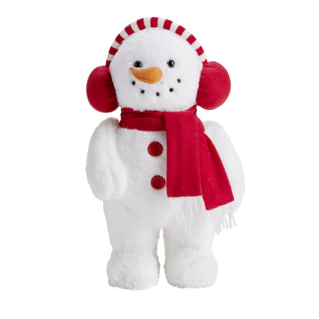 Peluche de No&euml;l bonhomme de neige &agrave; poser 25x19xH37cm