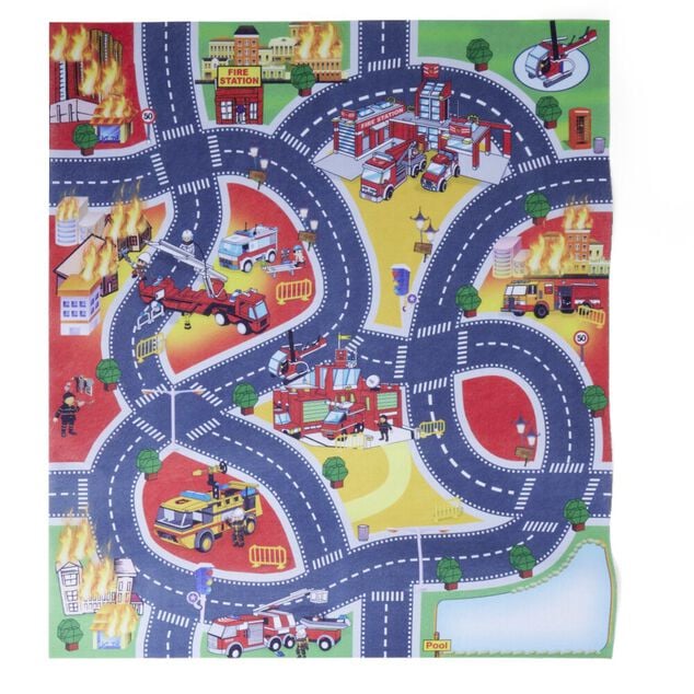 Tapis de jeu avec 4 voitures et 5 accessoires 70x80cm