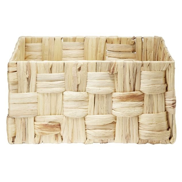 Grande pani&egrave;re rectangulaire tress&eacute;e en jonc