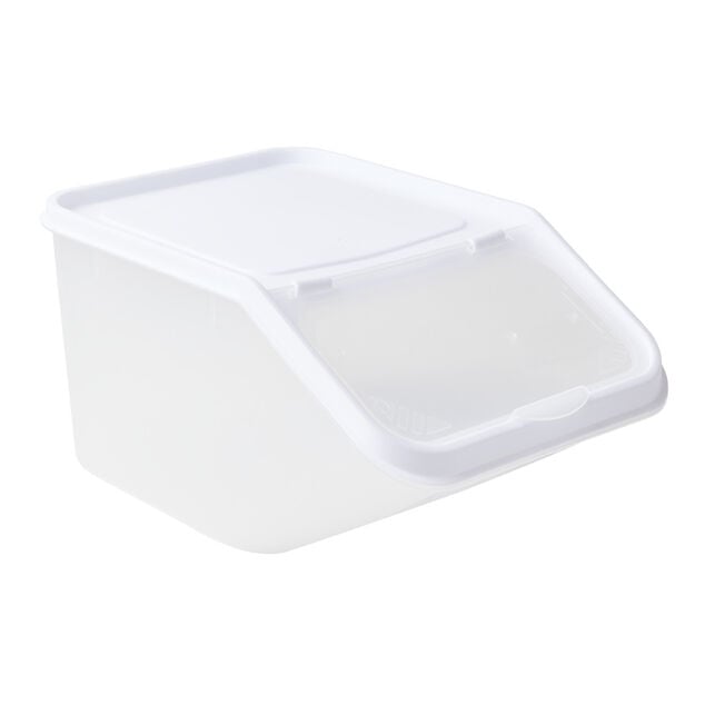 Bo&icirc;te alimentaire avec couvercle et cuill&egrave;re plastique blanc 23x13,5xH17,5cm