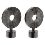 Embout tringle &agrave; rideau &Oslash;20mm rond stri&eacute; ajour&eacute; aluminium x2
