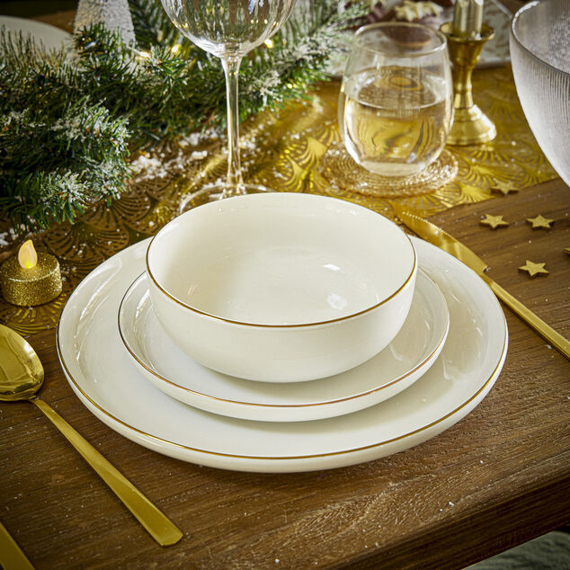 Assiette &agrave; dessert ronde Oslo blanche bord dor&eacute; &Oslash;19cm