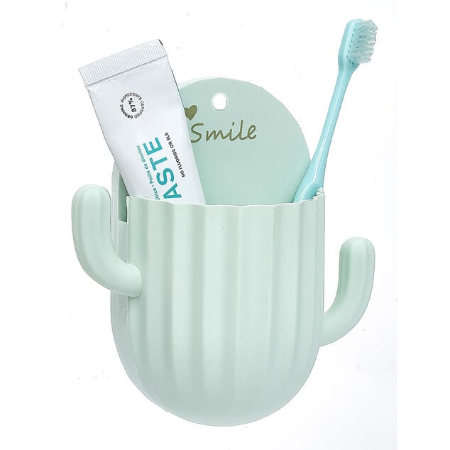 Support brosse &agrave; dents adh&eacute;sif forme cactus