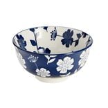 Bol x3 motif floral blanc et bleu &Oslash;11,5xH5,7cm