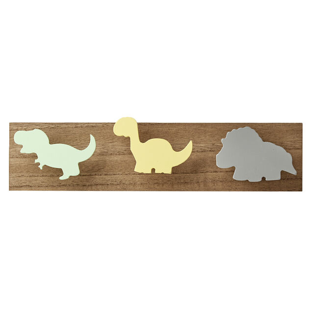 Patère bois 3 têtes enfant dinosaure 30x7xH4cm