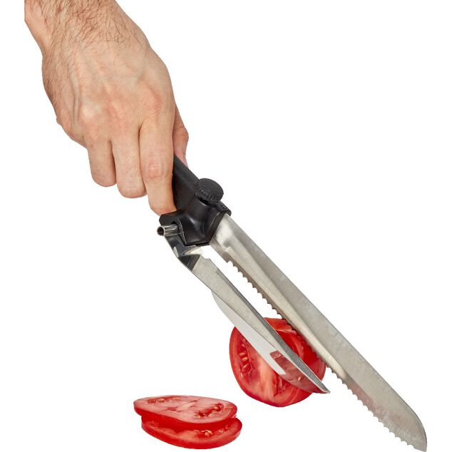 Couteau &agrave; trancher r&eacute;glable noir en inox