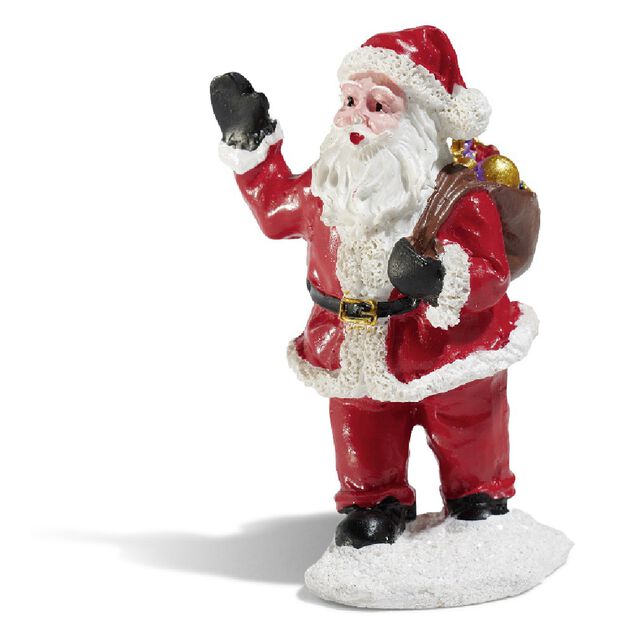 P&egrave;re No&euml;l avec hotte rouge blanc noir en r&eacute;sine