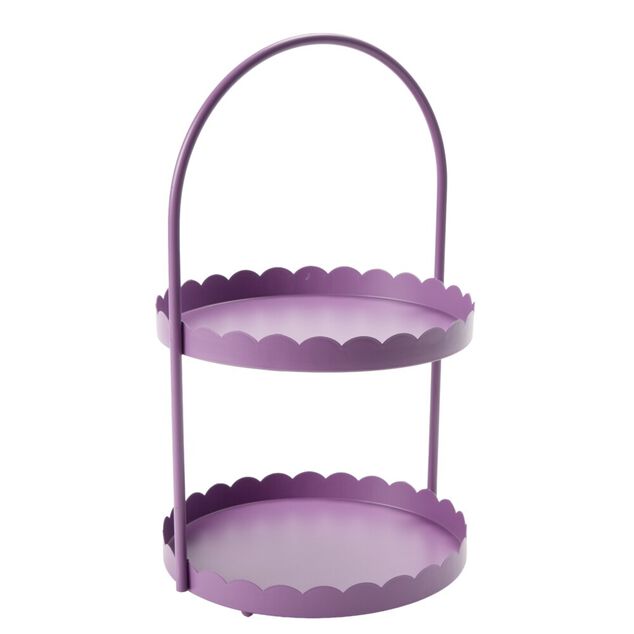 Serviteur salle de bain rond &agrave; poser 2 niveaux bord feston&eacute; m&eacute;tal &Oslash;20xH34,5cm (3 mod&egrave;les)