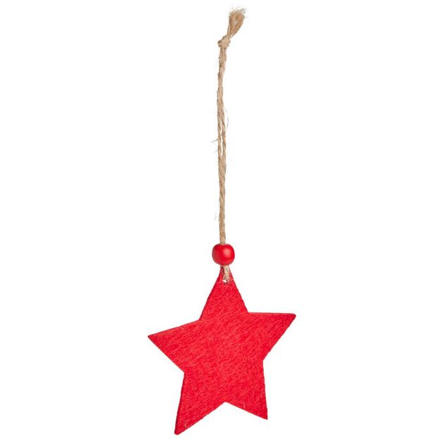 Suspension coeur/&eacute;toile/sapin bois et feutrine rouge ou blanc