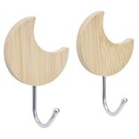 Pat&egrave;re murale forme lune bambou et m&eacute;tal 7xH4,5cm x2