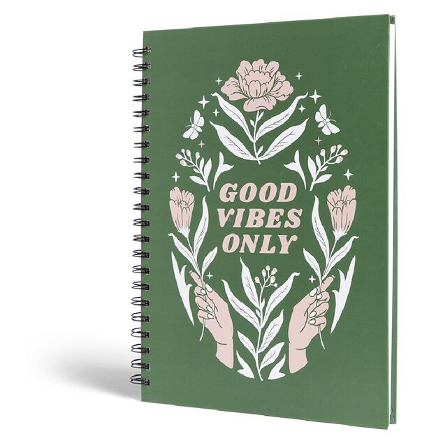 Carnet spirale A4 &agrave; lignes Good Vibes Only 200 pages