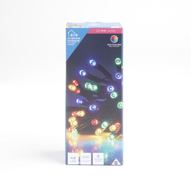 Guirlande lumineuse ext&eacute;rieur &agrave; piles 48LED multicolores 3,5m