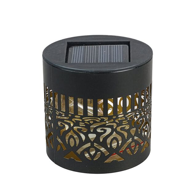 Lampe solaire murale forme photophore noir &Oslash;8,5xH8,5cm