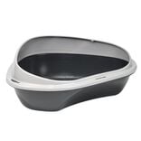 Bac &agrave; liti&egrave;re d'angle pour chat plastique noir 49x40xH17,5cm