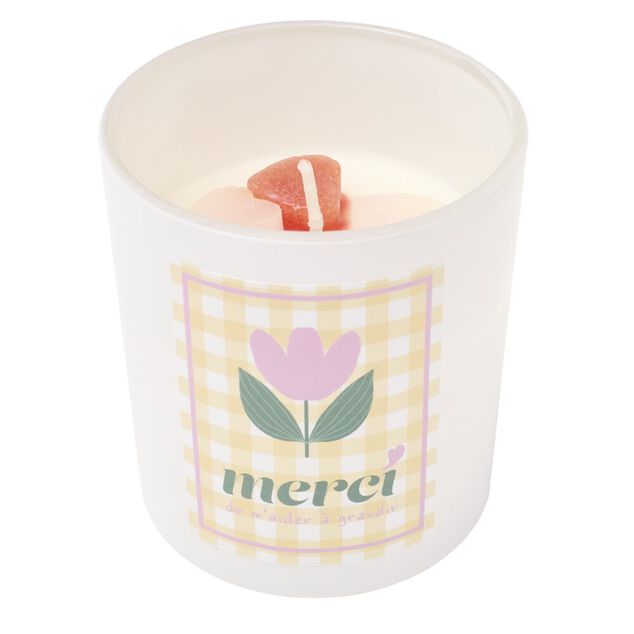 Bougie Merci pour cette ann&eacute;e rose senteur vanille