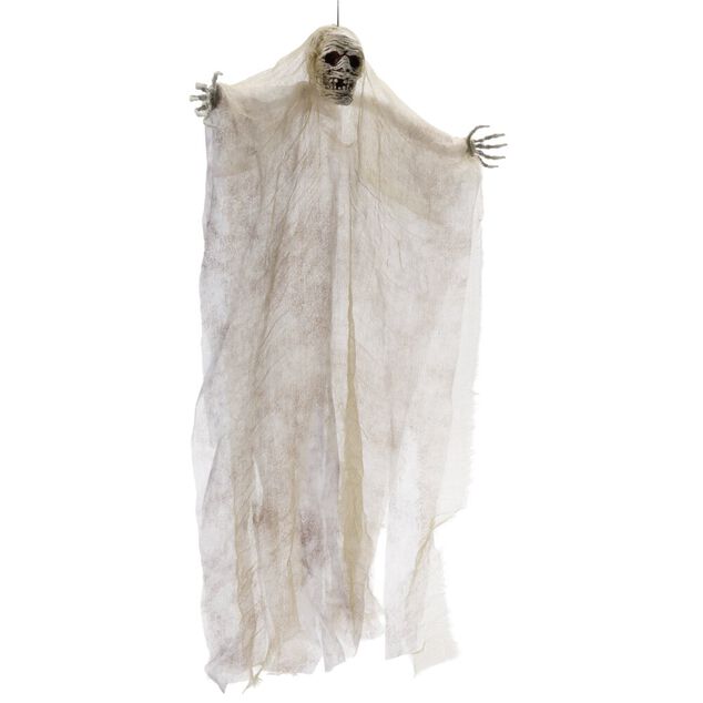 D&eacute;coration Halloween &agrave; suspendre fant&ocirc;me squelette H66cm (2 mod&egrave;les)
