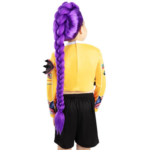 Perruque enfant fille KPOP Rumi longue tresse violette L89cm