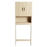 Meuble WC en bois 1 niche et placard 2 portes 64x26xH170cm