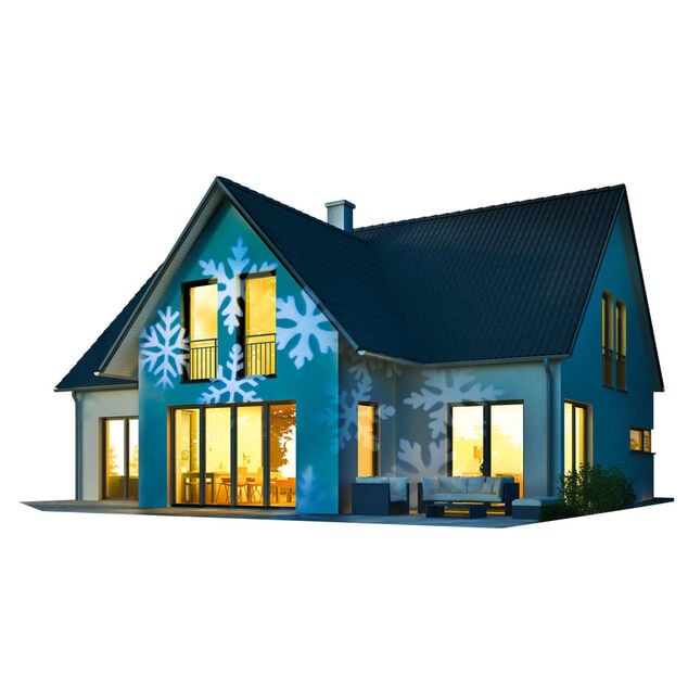 Projecteur ext&eacute;rieur LED No&euml;l motifs flocons anim&eacute;s