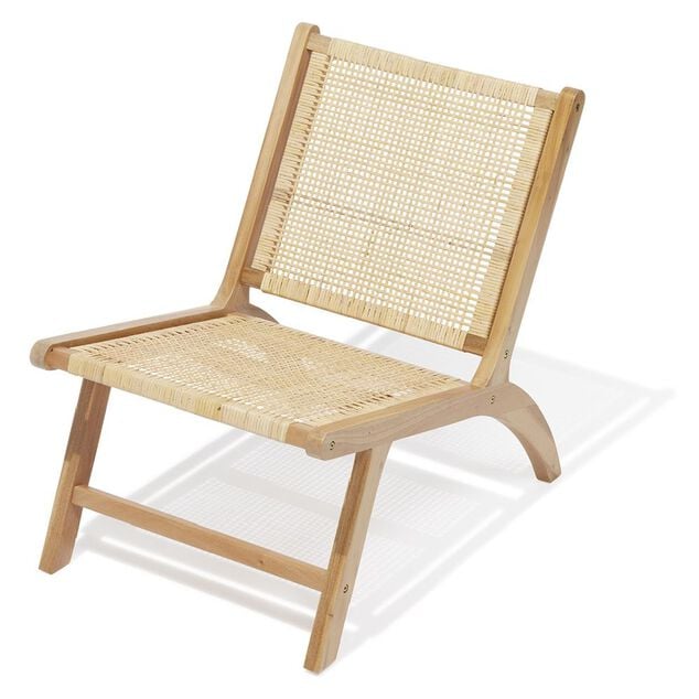 Fauteuil Nidam bois d'acajou et rotin naturel L54xP77xH71 cm