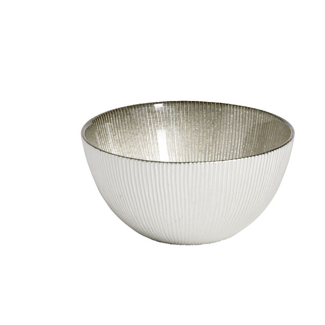 Coupelle en verre stri&eacute; avec paillettes dor&eacute; &Oslash;15xH7,5cm