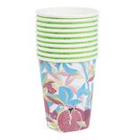 Gobelet carton motif exotique grenade feuillage multicolore 25cl x10
