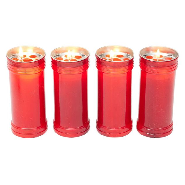 Bougie fun&eacute;raire rouge H14cm x4