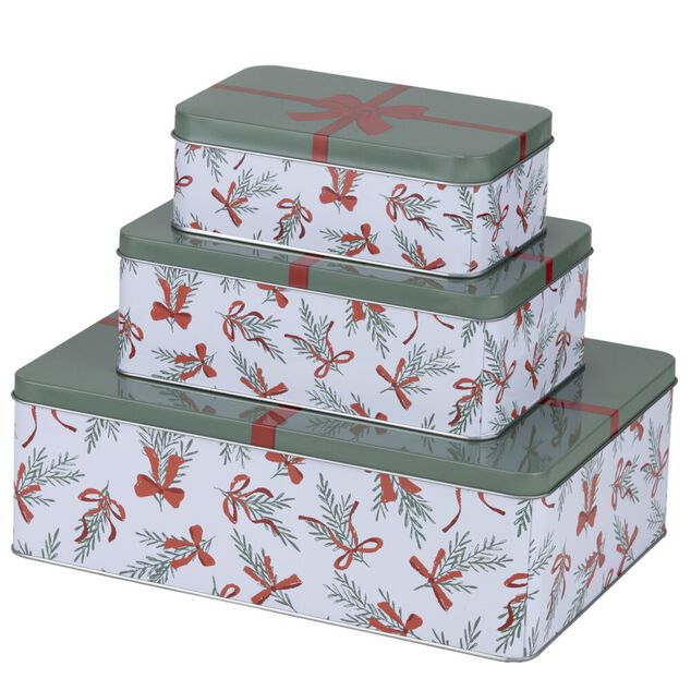 Bo&icirc;te de conservation rectangulaire X3 m&eacute;tal motif No&euml;l