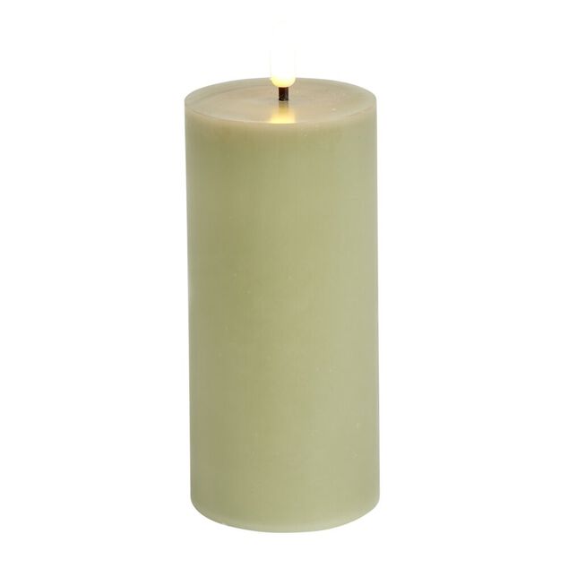 Bougie pilier &agrave; LED vert &Oslash;7xH15cm