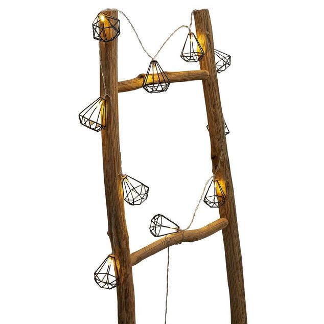 Guirlande lumineuse 10 diamants m&eacute;tal noir 165cm