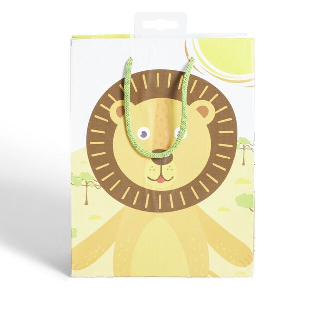 Sac cadeau enfant lion beige et marron - Taille M