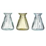 Soliflore &eacute;vas&eacute; x3 en verre bleu et vert &Oslash;8xH10cm