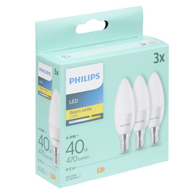 Lot de 3 ampoules LED flamme E14 40W &eacute;quivalent blanc chaud