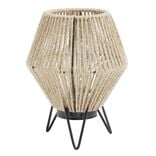 Lampe &agrave; poser corde naturelle pieds m&eacute;tal noir &Oslash;16xH20cm