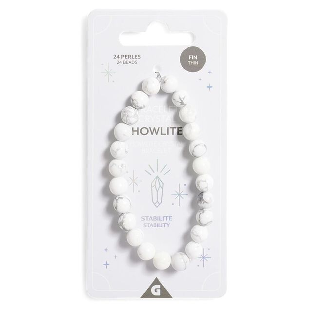 Bracelet crystal fin 24 perles Howlite blanc - Stabilit&eacute;