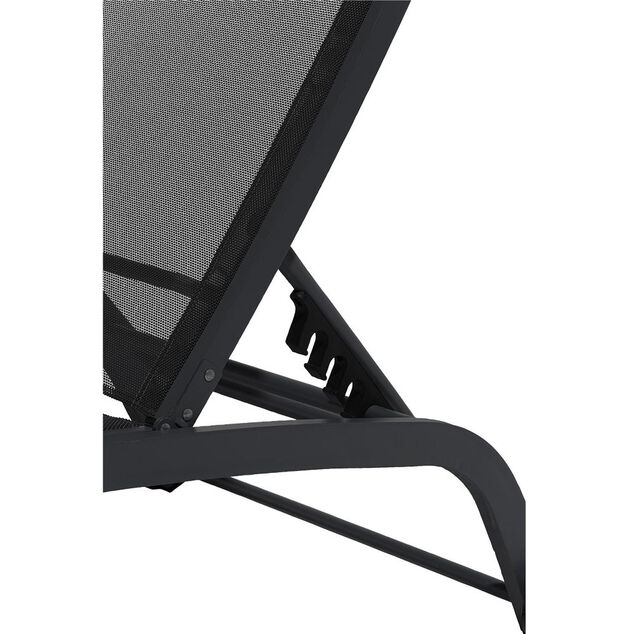 Bain de soleil transat Stockolm noir 186x63xH32/90cm