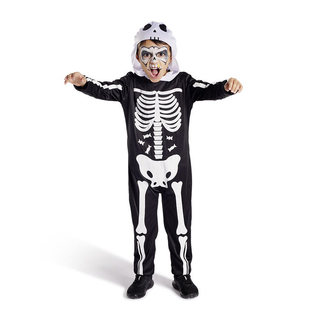 D&eacute;guisement enfant Halloween squelette combinaison et cagoule 7/10ans
