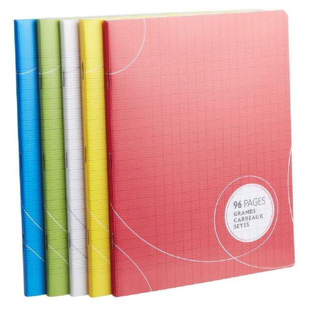 Cahier grands carreaux couverture rigide 96 pages 17x22cm x5