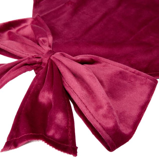 Chemin de table noeud rouge imitation velours L240X32 cm rouge