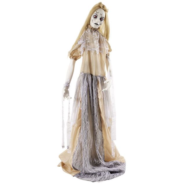 Femme zombie mari&eacute;e anim&eacute;e Halloween H150cm