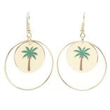 Boucles d'oreilles cr&eacute;oles palmier m&eacute;tal dor&eacute; L4cm