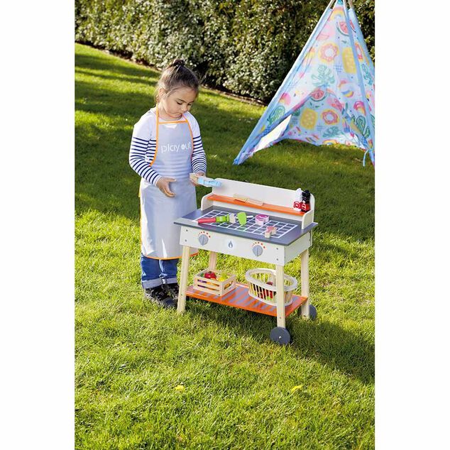Barbecue ext&eacute;rieur enfant en bois + accessoires