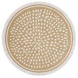 Set de table rond en jute naturel et blanc motif spirale ou pois Ø38cm