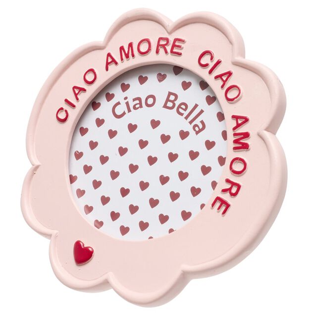 Cadre photo &agrave; poser Ciao Amore rose et rouge &Oslash;17,5xH19cm